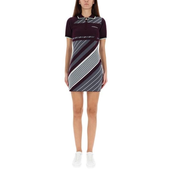 CASABLANCA Knit Polo Dress with Diagonal Stripes Women PURPLE Dresses